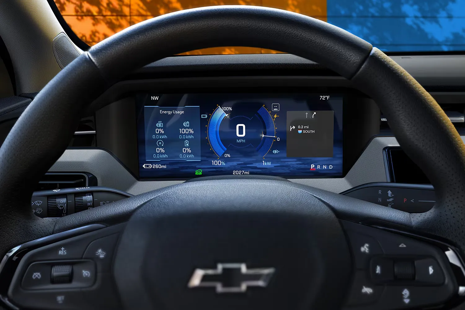 Tableau de bord numérique du Chevrolet Bolt 2027 pour comparer l’expérience de conduite.